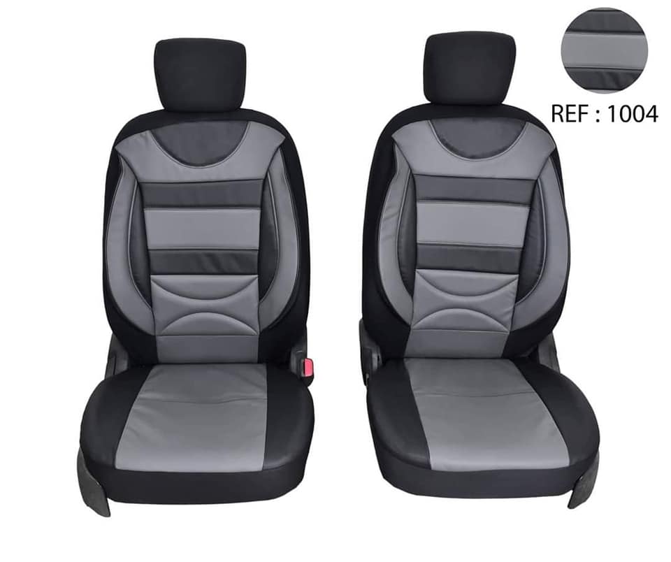 Housse standard avec siège pilote en semi-cuir, 5 places (Gris et Noir)