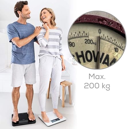 Pèse-personne Beurer GS 400 blanc Signature Line, avec grande surface de marche en verre de sécurité ultra-blanc, écran noir stylé format XL et capacité jusqu’à 200 kg.