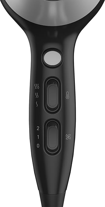 Sèche-cheveux GRUNDIG HD 6080 B – 2200 W, fonction ionique, 3 niveaux de température et 2 niveaux de débit d’air, touche air froid, revêtement céramique, câble de 1,8 m, noir/argent.