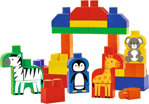 Jouets Ecoiffier - 7881 - Baril des Animaux du Monde - 50 pièces - Les Maxi - Jeu de Construction pour Enfant - Dès 12 Mois, Coloré