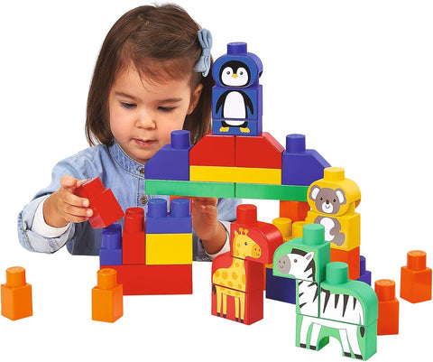 Jouets Ecoiffier - 7881 - Baril des Animaux du Monde - 50 pièces - Les Maxi - Jeu de Construction pour Enfant - Dès 12 Mois, Coloré
