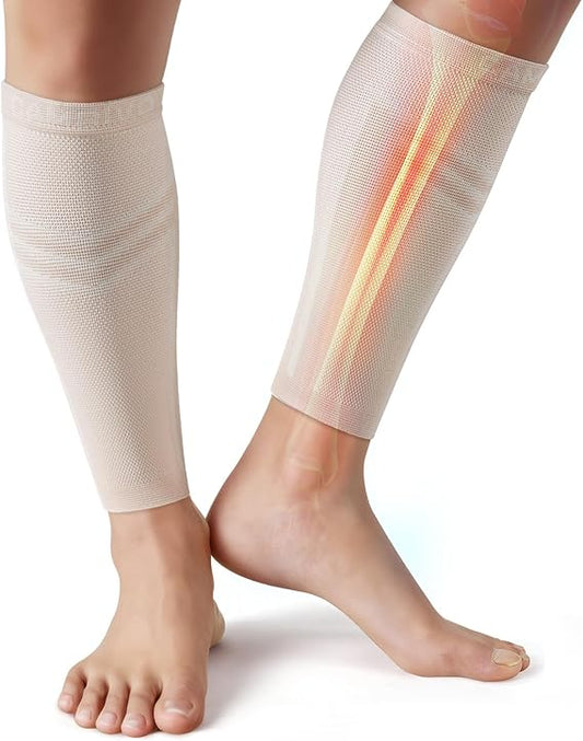 CAMBIVO Manchons de mollets de compression x2, chaussettes de compression pour femmes et hommes, chaussettes de compression sans pied pour la circulation sanguine des jambes, varices, course à pied et voyages en avion