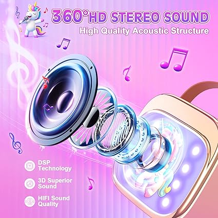 Machine Karaoké Enfant – 2 Micros Inclus, Jouet Musical 3+ Ans