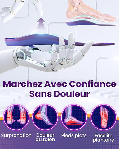 Semelles QBK Comfort – épine calcanéenne, soutien voûte plantaire et douleur talon (Taille L)