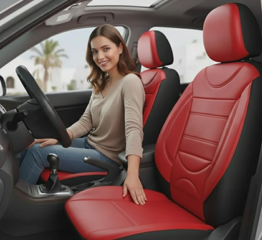 Housse standard avec siège pilote en semi-cuir, 5 places (Rouge)